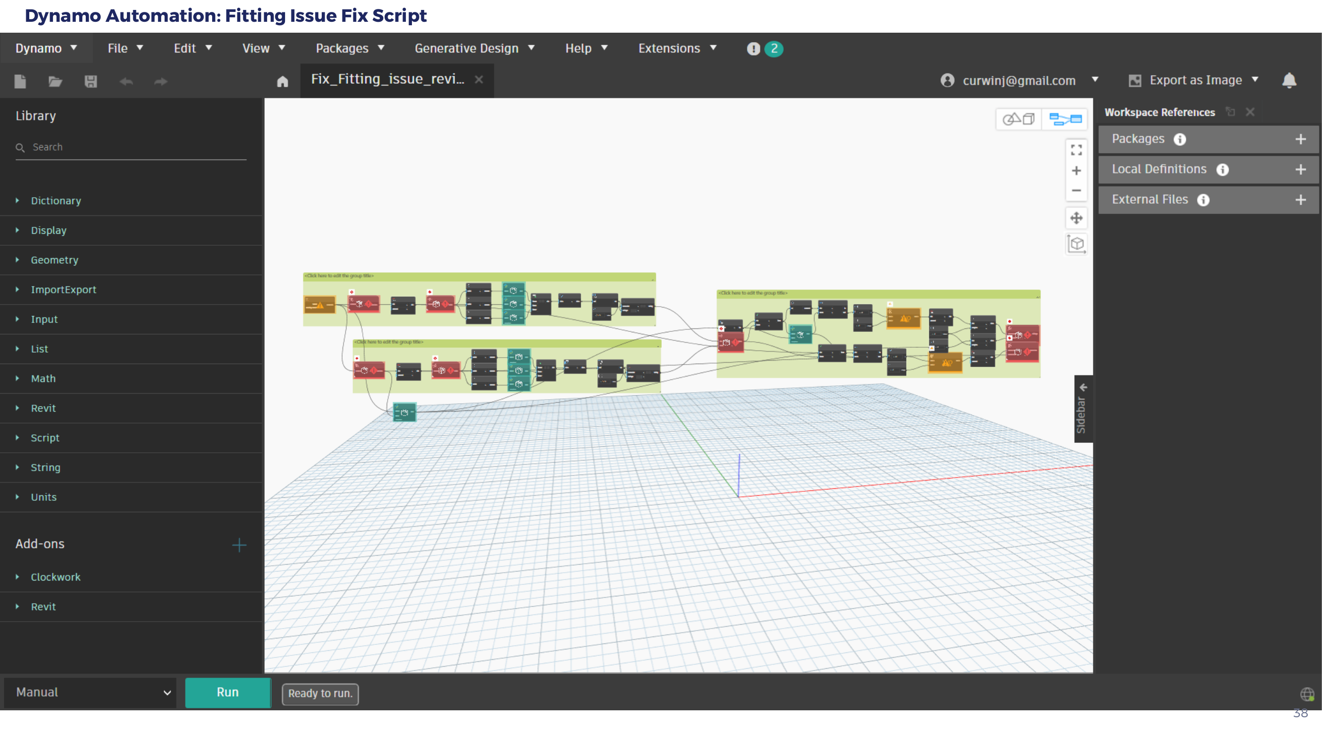 Dynamo automation script used to speed up repetitive BIM tasks